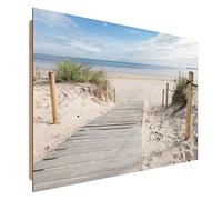Feeby Image Panneau Déco Vue Plage Sentier Dunes Mer 90x60 cm 1 pièce Tableaux Tableau Mural Image Moderne Photo Décoration Murale Design Chambre Salon Cuisine Sablevue Mer du Nord Mer Baltique Sable