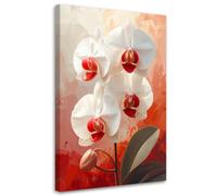 Feeby, Image sur Toile, Orchidées blanches centres rouges, 60x90