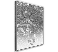 Feeby Impression Gi Paris Toile Imprimé Carte Plan de la Ville gris 40x60 cm