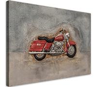 Feeby Impression sur toile 115x70 cm Comme peint moto 1 pièce Tableaux Tableau Mural Image Photo Décoration Murale Artistique Photographie Design Salon Chambre d'enfant Abstraction rouge