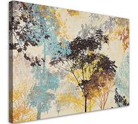 Feeby Impression sur toile 115x70 cm Forêt Arbres Nature 1 pièce Tableaux Tableau Mural Image Photo Décoration Murale Artistique Photographie Design Salon Branches Abstraction Feuilles multicolore