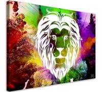 Feeby Impression sur toile 115x70 cm Lion Animaux Abstrait 1 pièce Tableaux Tableau Mural Image Photo Décoration Murale Artistique Photographie Design Salon Chambre d'enfant Comme Peint coloré