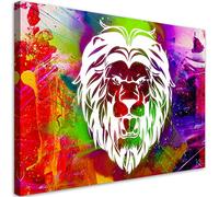 Feeby Impression sur toile 115x70 cm Lion Animaux Abstrait 1 pièce Tableaux Tableau Mural Image Photo Décoration Murale Artistique Photographie Design Salon Chambre d'enfant Comme Peint coloré