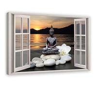 Feeby Impression sur Toile 120x80 cm Decoration Chambre - Tableau Decoration Murale Tableau Paysage - Nature Fenêtre - Decoration Maison - Tableau Moderne - Toile Peinture - Art - Poster Mural