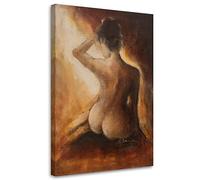 Feeby Impression sur toile 70x115 cm Acte Femme 1 pièce Tableaux Tableau Mural Image Photo Décoration Murale Artistique Photographie Design Salon Chambre d'enfant Comme peint érotique marron
