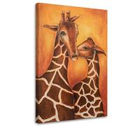 Feeby Impression sur toile 70x115 cm Afrique Girafes Animal 1 pièce Tableaux Tableau Mural Image Photo Décoration Murale Artistique Photographie Design Salon Chambre d'enfant Comme peint marron
