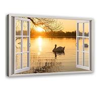 Feeby Impression sur toile 90x60 cm decoration chambre - decoration murale Paysage - Nature Fenêtre - decoration maison - Moderne - toile peinture - ART - poster mural