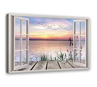 Feeby Impression sur Toile 90x60 cm Decoration Chambre - Tableau Decoration Murale Tableau Paysage - Nature Fenêtre - Decoration Maison - Moderne - Toile Peinture - Art - Poster Mural