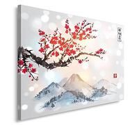 Feeby Impression sur toile Arbre 60x40 cm 1 pièce Tableaux Tableau Mural Image Moderne Décoration Murale Artistique Photographie Cuisine Salon Chambre à coucher Montagnes Nature Rouge Gris