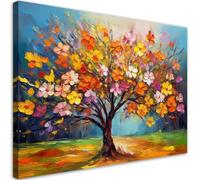Feeby Impression sur toile - Arbre d'automne abstrait - decoration chambre - 100x70 cm - decoration murale - decoration maison - Moderne - ART - poster mural