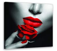 Feeby Impression sur toile Bouche 60x60 cm 1 partie Tableaux Tableau Mural Image Photo Moderne Décoration Murale Artistique Photographie Design Cuisine Salon Chambre à coucher Femme Rouge