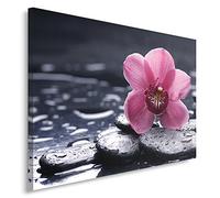 Feeby Impression Sur Toile Composition Zen Orchidée 40x30 cm 1 pièce Tableaux Tableau Mural Image Moderne Photo Murale Artistique Photographie Design Chambre Salon Cuisine Eau Galets Violet Spa