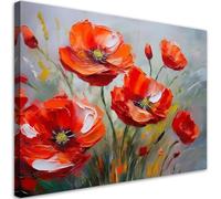 Feeby Impression sur toile - Coquelicots rouges peints - decoration chambre - 120x80 cm - decoration murale - decoration maison - Moderne - ART - poster mural