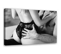 Feeby Impression sur Toile couple 60x40 cm 1 pièce Tableaux Tableau Mural Image Photo Décoration Murale Artistique Photographie Design Chambre Salon Cuisine noir et blanc