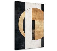 Feeby - Impression sur Toile - Déco Murale Pour le Salon et la Chambre - Abstraction géométrique noir et or - 70x100 1partie - Tableau Mural - Peintures sur Toile - Modern Canvas - Wall Art