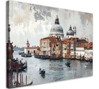 Feeby - Impression sur Toile - Déco Murale Pour le Salon et la Chambre - Architecture de Venise Vue de la ville - 100x70 1partie - Tableau Mural - Peintures sur Toile - Modern Canvas - Wall Art