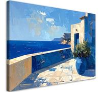 Feeby - Impression sur Toile - Déco Murale Pour le Salon et la Chambre - Bâtiments abstraits Bleu mer - 60x40 1partie - Tableau Mural - Peintures sur Toile - Modern Canvas - Wall Art