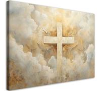 Feeby - Impression sur Toile - Déco Murale Pour le Salon et la Chambre - Croix Ciel Religieux - 60x40 1partie - Tableau Mural - Peintures sur Toile - Modern Canvas - Wall Art