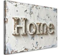 Feeby - Impression sur Toile - Déco Murale Pour le Salon et la Chambre - Enseigne maison Typographie shabby chic - 60x40 1partie - Tableau Mural - Peintures sur Toile - Modern Canvas - Wall Art