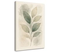 Feeby - Impression sur Toile - Déco Murale Pour le Salon et la Chambre - Feuilles Aquarelle Nature Japandi - 60x90 1partie - Tableau Mural - Peintures sur Toile - Modern Canvas - Wall Art