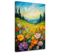 Feeby - Impression sur Toile - Déco Murale Pour le Salon et la Chambre - Fleurs des champs Paysage Nature - 40x60 1partie - Tableau Mural - Peintures sur Toile - Modern Canvas - Wall Art