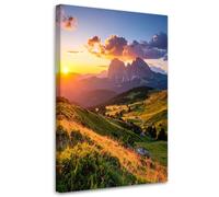 Feeby - Impression sur Toile - Déco Murale Pour le Salon et la Chambre - Paysage montagneux au coucher du soleil - 40x60 1partie - Tableau Mural - Peintures sur Toile - Modern Canvas - Wall Art