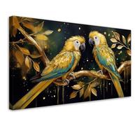 Feeby - Impression sur Toile - Déco Murale Pour le Salon et la Chambre - Perroquet Oiseaux dorés - 80x40 1partie - Tableau Mural - Peintures sur Toile - Modern Canvas - Wall Art