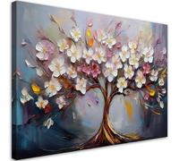 Feeby - Impression sur Toile - Deco Tableau Murale Intissé - Abstraction colorée d'un arbre de vie - 120x80 1partie - Photo Peinture - Pour Chaque Pièce de Votre Appartement