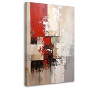 Feeby - Impression sur Toile - Deco Tableau Murale Intissé - Abstraction rouge beige - 30x45 1partie - Photo Peinture - Pour Chaque Pièce de Votre Appartement