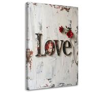 Feeby - Impression sur Toile - Deco Tableau Murale Intissé - Panneau « Love » de style rétro - 30x45 1partie - Photo Peinture - Pour Chaque Pièce de Votre Appartement