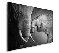 Feeby Impression Sur Toile Famille D'Éléphants 70x50 cm Tableaux Tableau Mural Image Moderne Photo Décoration Murale Artistique Photographie Design Chambre Salon Cuisine Noir Et Blanc