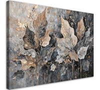 Feeby Impression sur toile - Feuilles style glamour - decoration chambre - 115x75 cm - decoration murale - decoration maison - Moderne - ART - poster mural