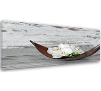 Feeby Impression Sur Toile Fleur Une Orchidée 120x40 cm 1 pièce Tableaux Tableau Mural Image Moderne Photo Décoration Artistique Photographie Design Chambre Salon Cuisine Zen Rustique Blanc Brun