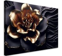 Feeby Impression sur toile Fleurs 3D Botanique 90x60 cm 1 pièce Tableaux Tableau Déco Mural Image Photo Murale Artistique Photographie Design Salon Bureau Couloir Hôtel Spa Thème floral Nature or