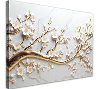Feeby Impression sur toile Fleurs 3D Botanique Magnolia 90x60 cm 1 pièce Tableaux Tableau Déco Mural Image Photo Murale Artistique Photographie Design Salon Bureau Couloir Hôtel Spa Motif floral or