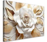 Feeby Impression sur toile Fleurs 3D Motif floral 60x40 cm 1 pièce Tableaux Tableau Déco Mural Image Décoration Murale Artistique Photographie Design Salon Bureau Couloir Hôtel Spa Botanique AI blanc