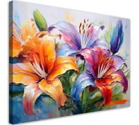Feeby Impression sur toile - Fleurs de Lys Peintes - decoration chambre - 60x40 cm - decoration murale - decoration maison - Moderne - ART - poster mural