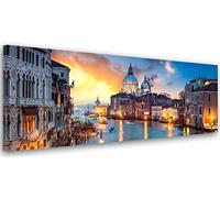Feeby Impression sur Toile Grand Canal Venise Toile 150x60 cm 1 pièce Tableaux Tableau Mural Image Photo Décoration Murale Artistique Photographie Design Chambre Salon Cuisine Architecture Bleu