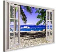 Feeby Impression sur toile Illusion D'Optique XXL 115x75 cm 1 partie Tableau Mural Image Moderne Décoration Murale Artistique Photographie Design Cuisine Salon Chambre à coucher Plage Eau multicolore