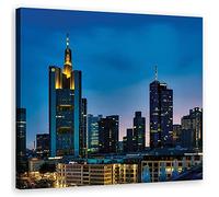 Feeby Impression sur Toile Intissé Ligne d'horizon Francfort-sur-le-Main Gratte-ciel 40x40 cm Image Moderne Tableau Déco Mural Salle De Séjour Paysage urbain Allemagne bleu