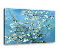 Feeby Impression sur Toile Intissé Reproduction Amandier en fleurs Vincent Van Gogh 90x60 cm Image décoration Murale Design Chambre d'enfant Plantes Nature Fleurs bleu