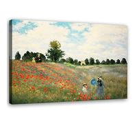 Feeby Impression sur Toile Intissé Reproduction Coquelicots Claude Monet 90x60 cm Image décoration Murale Design Chambre d'enfant Nature Paysage Prairie multicolore