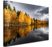 Feeby - Impression sur Toile - Intissé Tableau Decoration Murale - Forêt d'automne au bord du lac - 60x40 1partie - Salon Peinture Tableaux - Moderne - Décoration Chambre Esthétique
