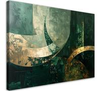 Feeby - Impression sur Toile - Intissé Tableau Decoration Murale - Formes abstraites en vert - 60x40 1partie - Salon Peinture Tableaux - Moderne - Décoration Chambre Esthétique