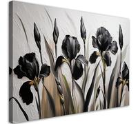 Feeby - Impression sur Toile - Intissé Tableau Decoration Murale - Iris noir Fleurs Abstrait - 45x30 1partie - Salon Peinture Tableaux - Moderne - Décoration Chambre Esthétique