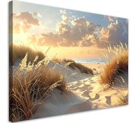 Feeby - Impression sur Toile - Intissé Tableau Decoration Murale - Plage et dunes - 90x60 1partie - Salon Peinture Tableaux - Moderne - Décoration Chambre Esthétique