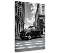 Feeby - Impression sur Toile - Intissé Tableau Decoration Murale - Voiture noire La Havane Cuba - 70x115 1partie - Salon Peinture Tableaux - Moderne - Décoration Chambre Esthétique