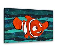 Feeby Impression sur Toile Intissee Animaux Caricature Graphique Pour les enfants 60x40 cm Tableau Moderne Tableau Photo Chambre à Coucher Nemo Eau Mer Poisson orange