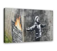 Feeby Impression sur Toile Intissee Banksy Street Art Graffiti Murale 60x40 cm Tableau Moderne Tableau Photo Chambre à Coucher Port Talbot Smog Neige gris