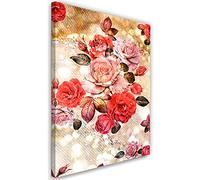 Feeby Impression sur Toile Intissee Bouquet De Roses Abstrait 20x30 cm Image Photo Graphique Tableux Couloir Fleurs Nature Plantes rose